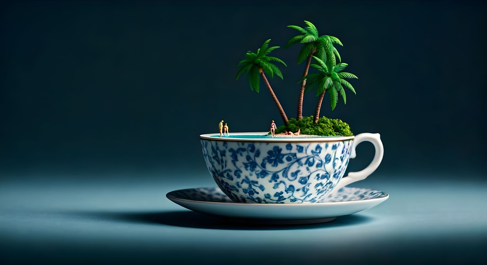 Teacup Diorama: Miniature Island Paradise