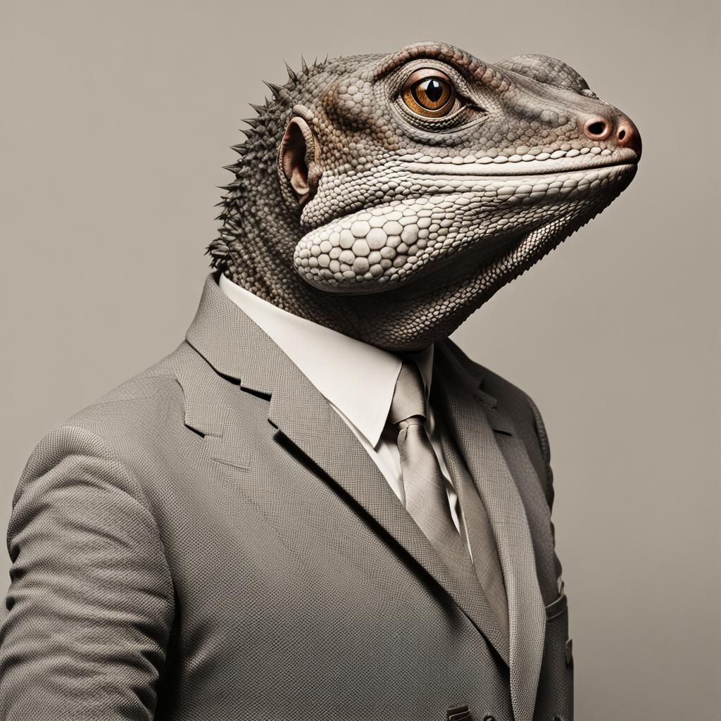 Man Transforms into Lizard: Surreal AI Art
