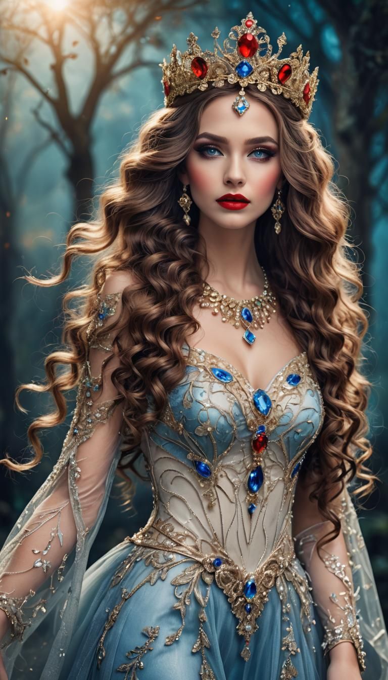 Fantasy Woman in Jewels and Crown, Full Portrait