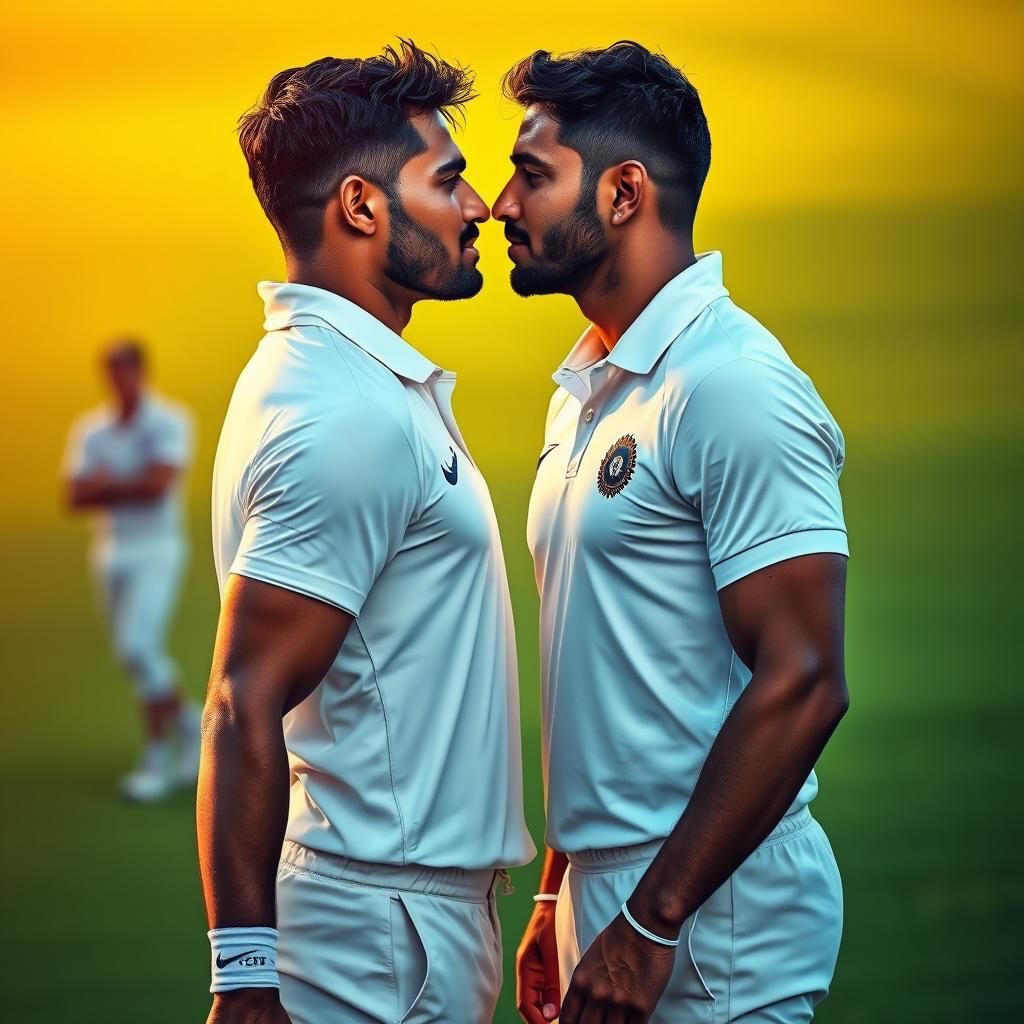 Intense Cricket Players in Hyperrealistic Digital Art