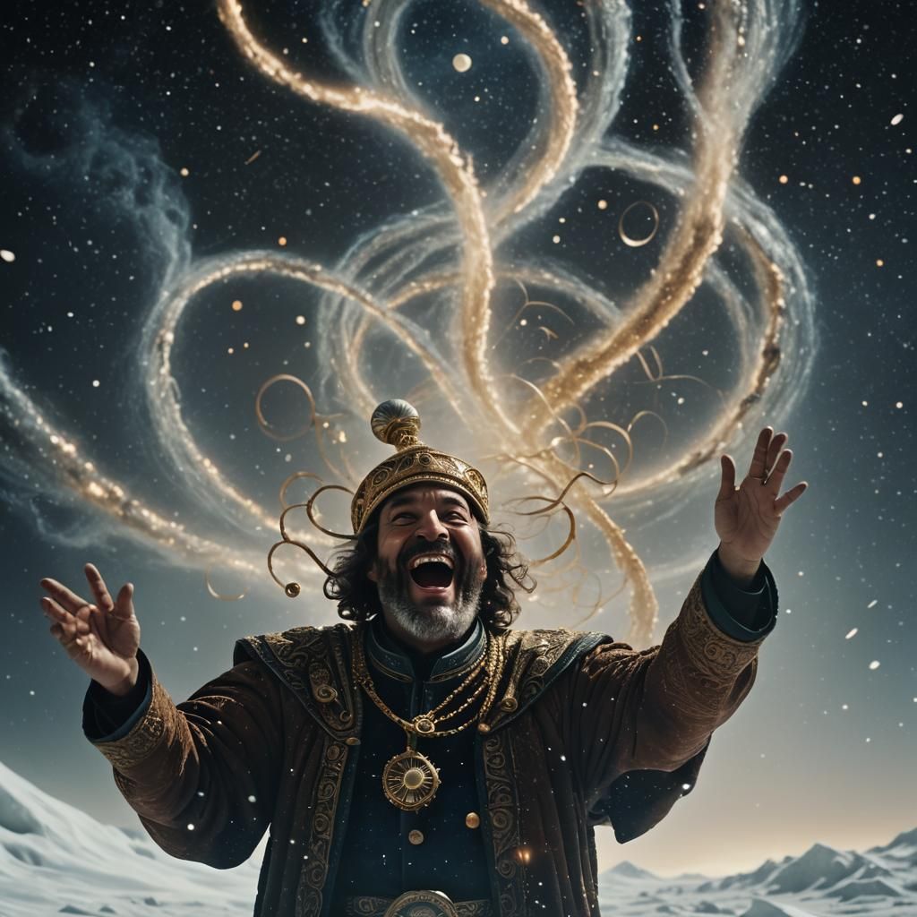 Laughing Sultan in Interstellar Space: Cinematic Still