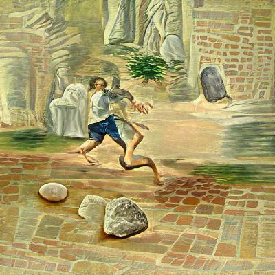 Man Tripping While Running to Another Man