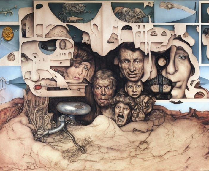 Surreal Hyperrealistic Portrait of a Broken Man