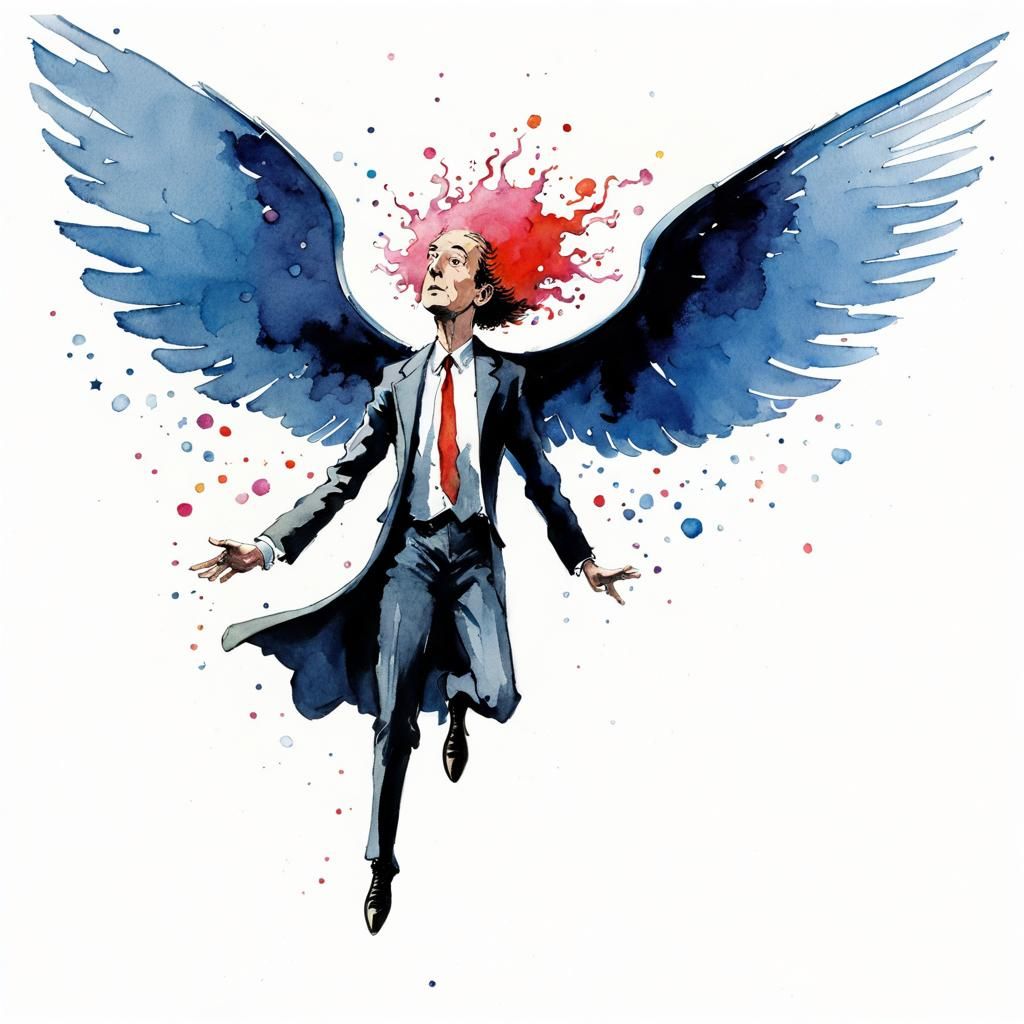 Flying Brain in Watercolor Style by Maleev and Blake