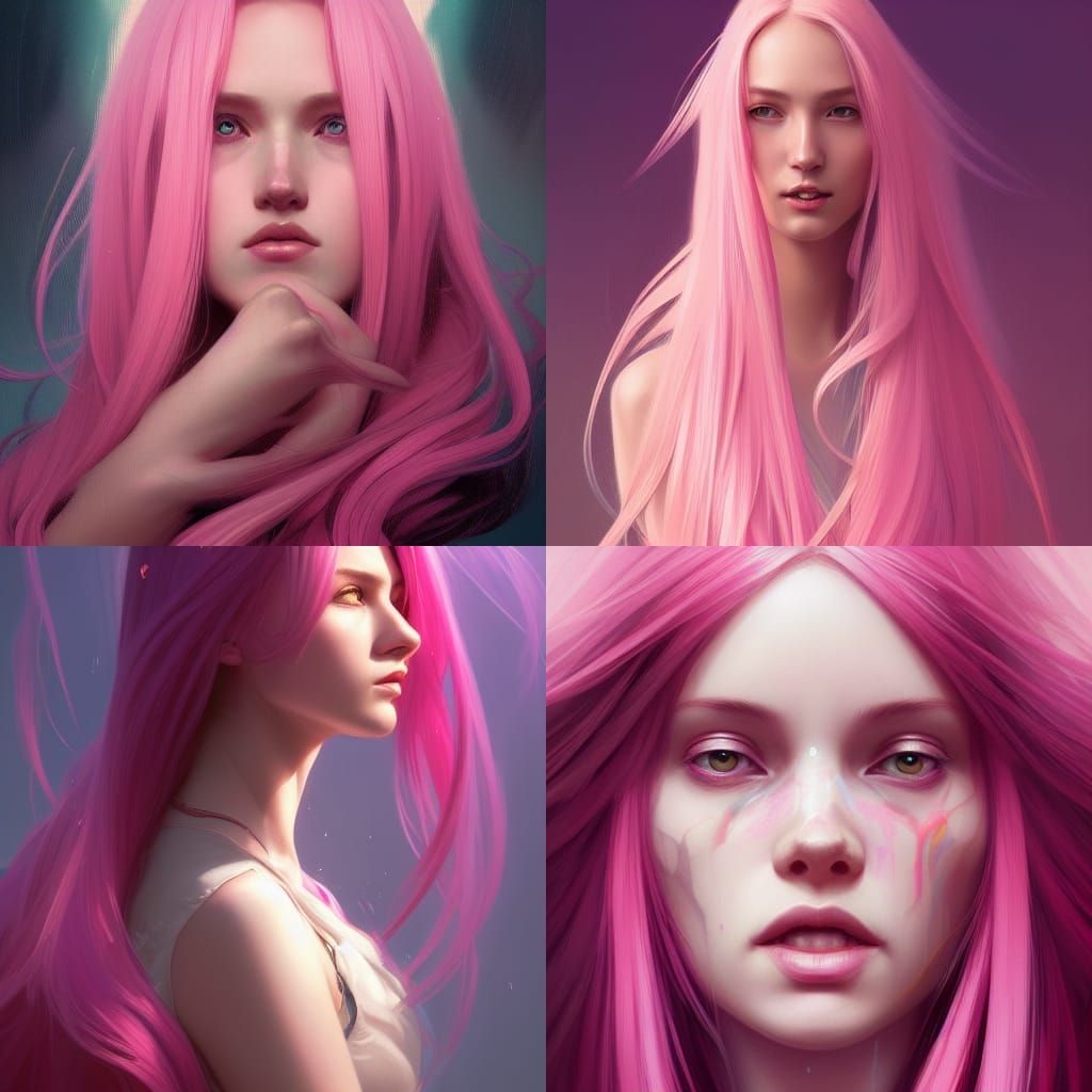 Pink-Haired Woman: Hyperdetailed Portrait in Artgerm Style