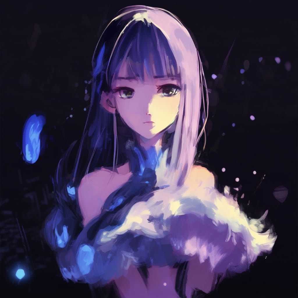 Surreal Cyberpunk Fashion Illustration with Glowing Sea Wave...