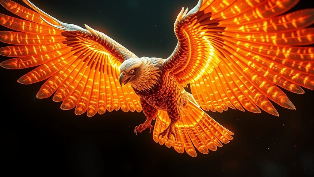 Majestic Winged Eagle King with Crystal Feathers