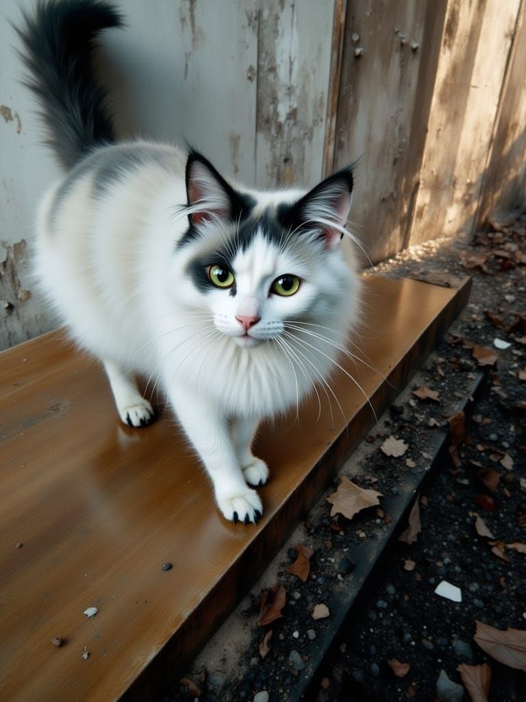 Feline Figure in Dark Cyberpunk Metropolis