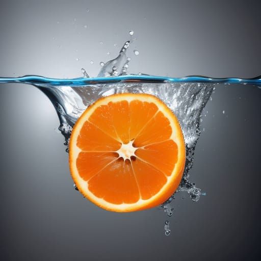 Realistic Orange Slices with Water Splash
