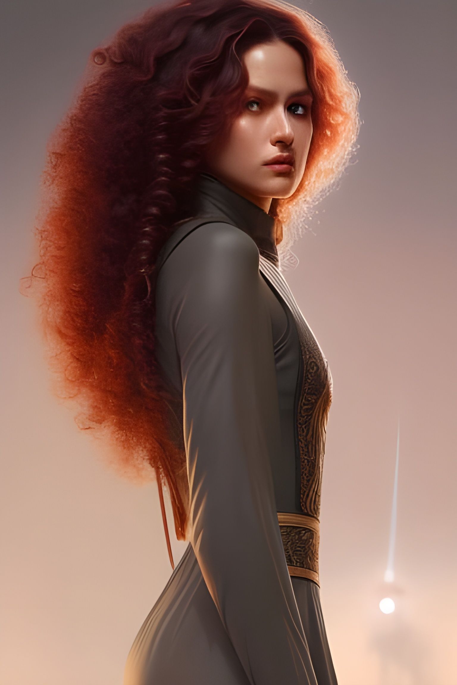 Rococo Jedi Lady Portrait with Red Hair