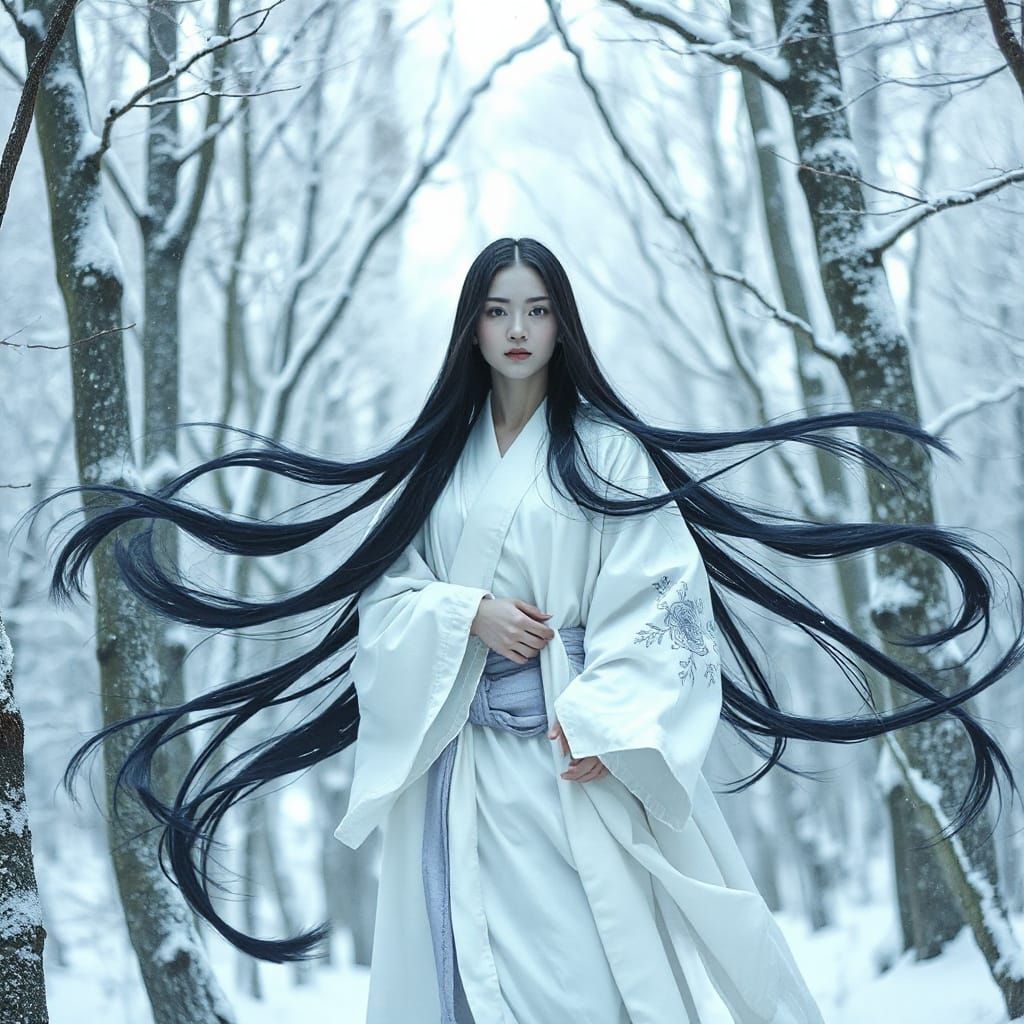 Yuki Onna: Japanese Snow Spirit in Digital Painting