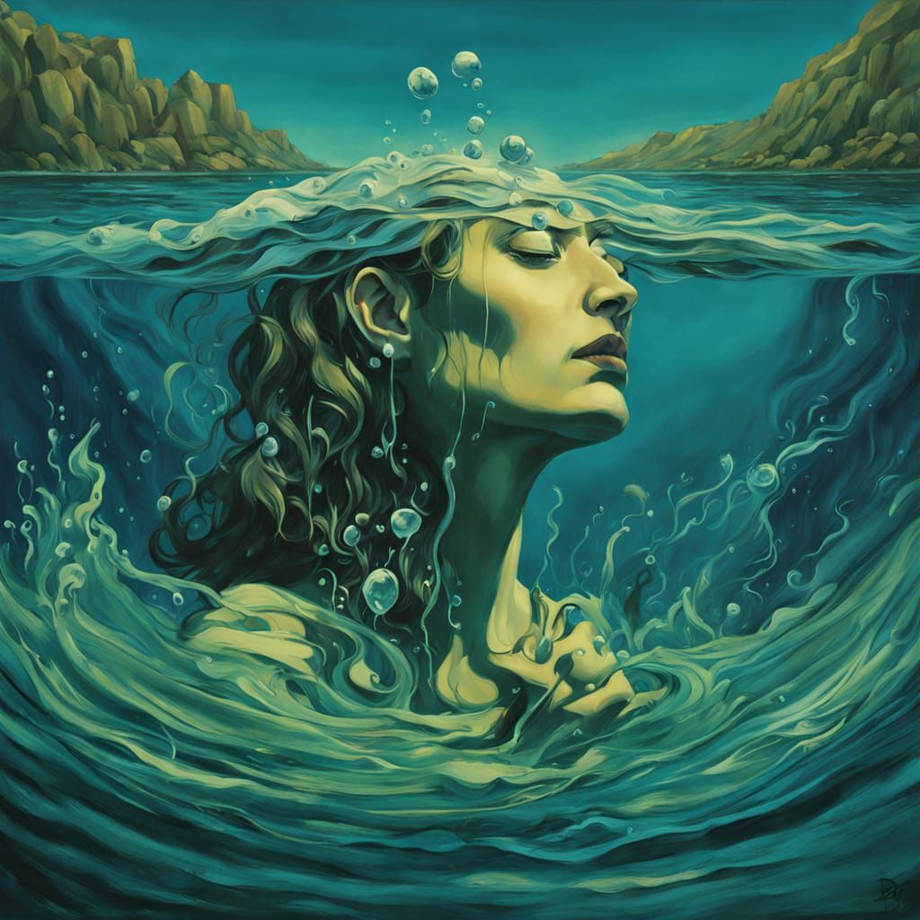 Surreal Naiad Silencing Eerie Water Scene