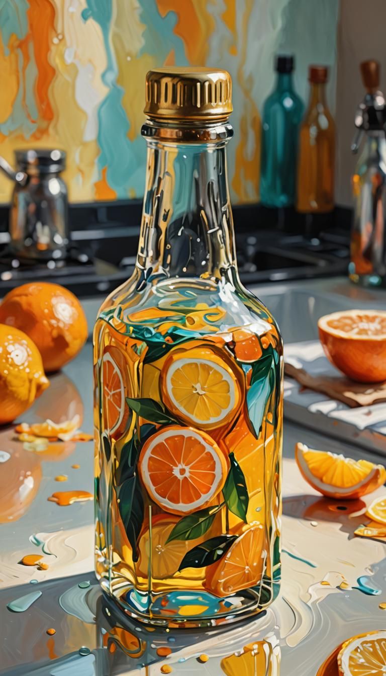 Empty Weight Loss Drink Bottle as Oil Painting