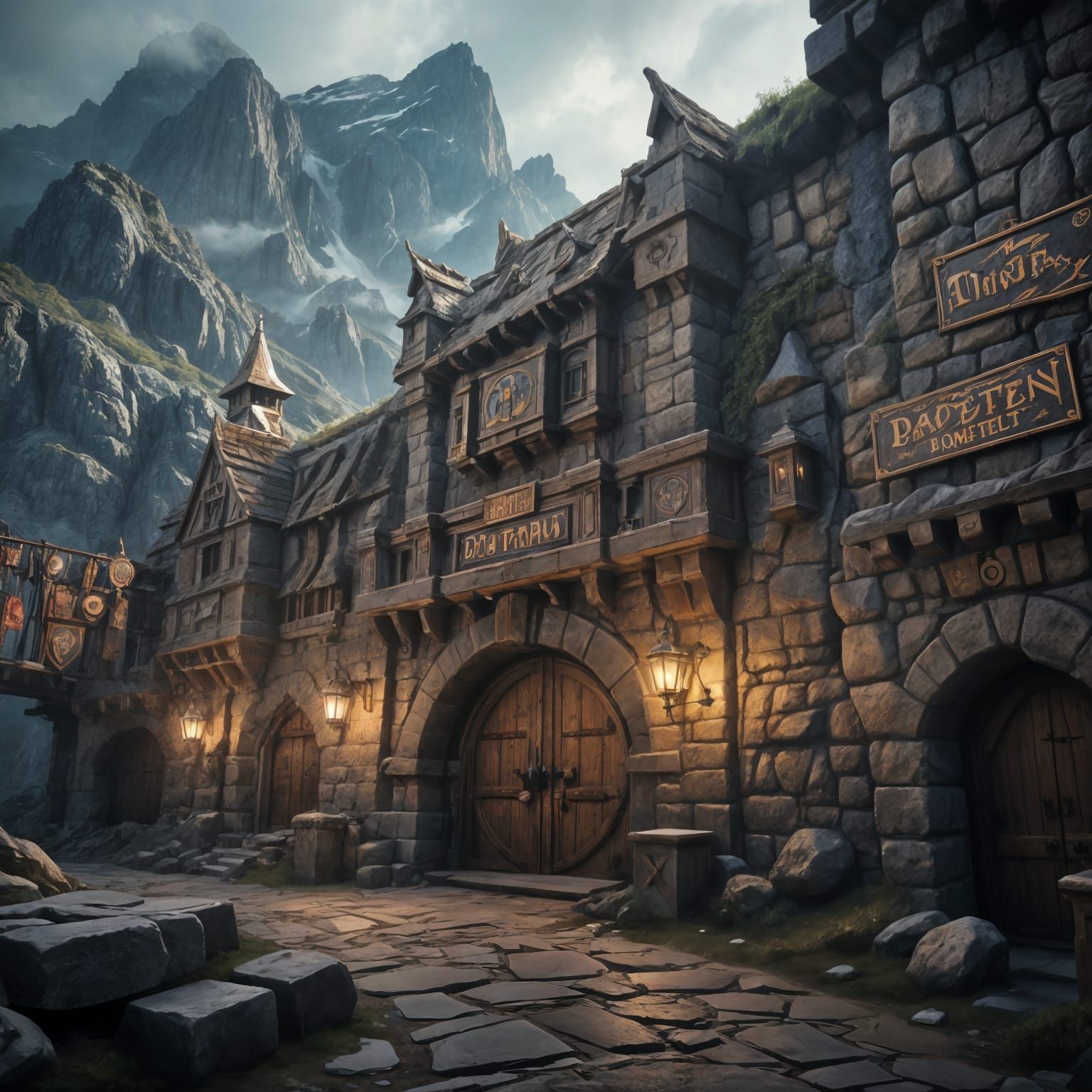 Medieval Dwarven Fortress City Basks in Splendid Sunlight
