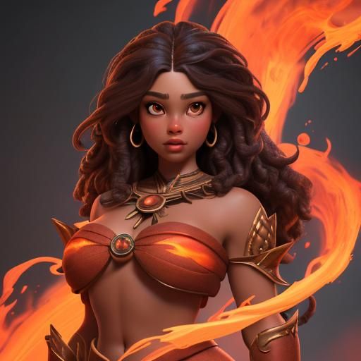 Beautiful Fire Queen Fantasy Art in 8k