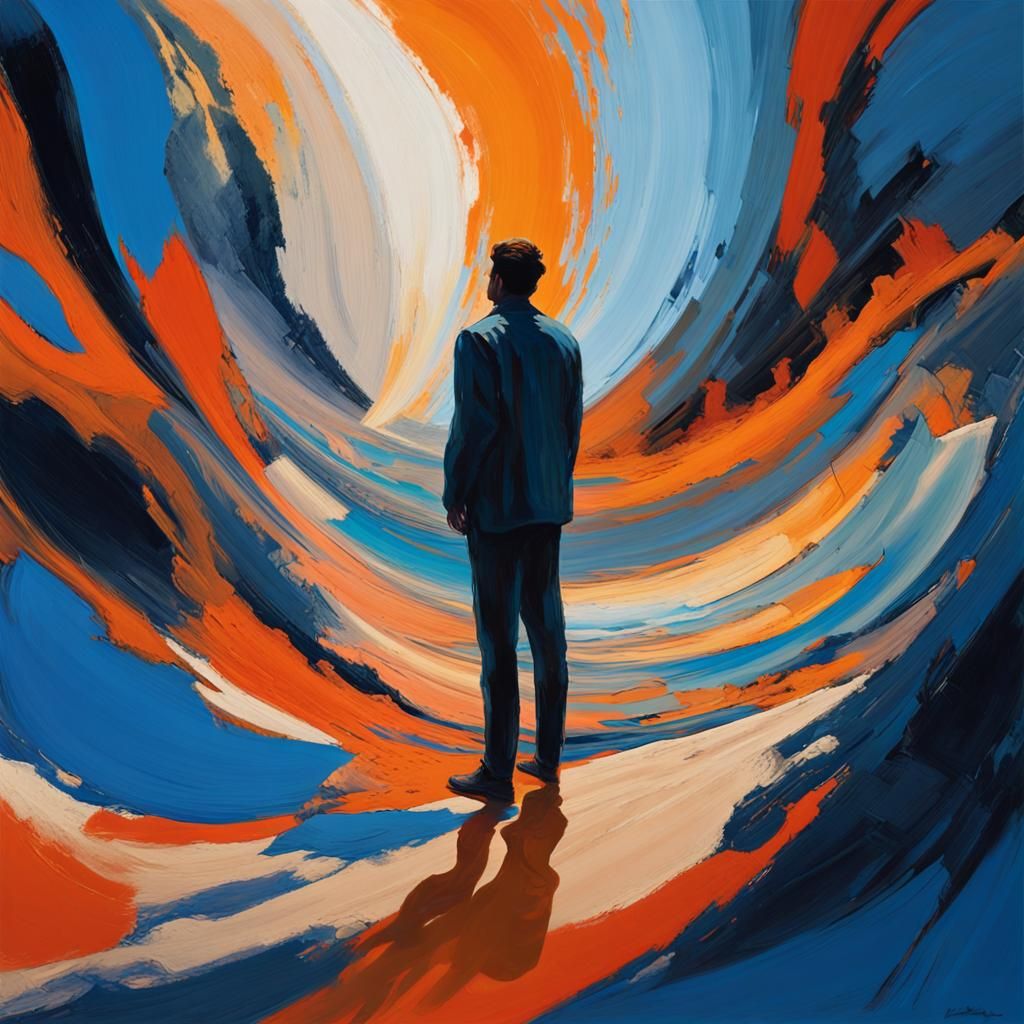 Abstract Landscape with Figure in Expressionist Style