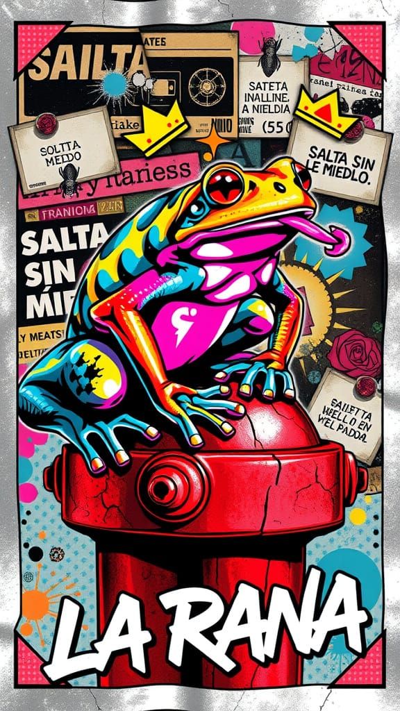 La Rana Lotería Card in Pop Art Graffiti Style