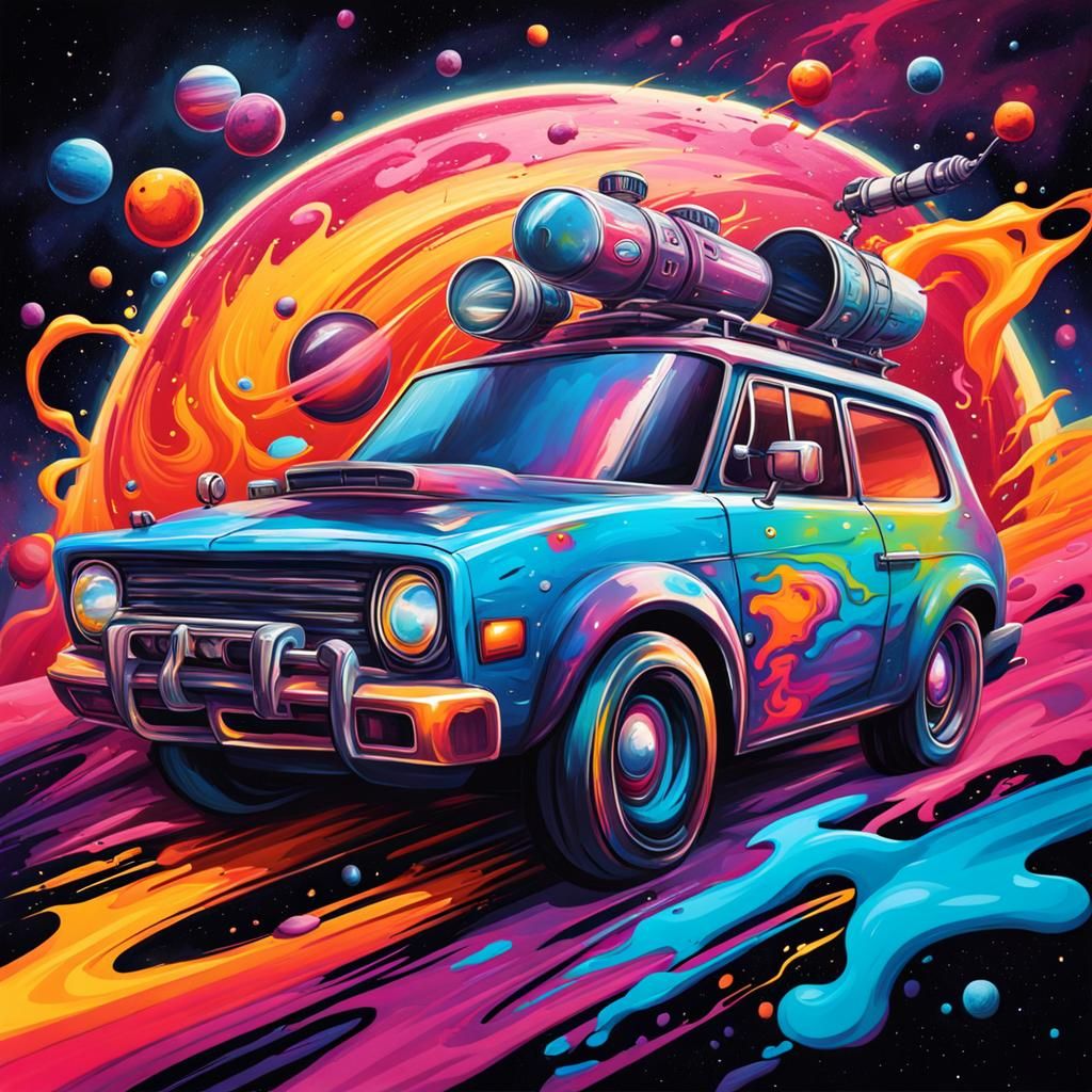 Logo for a Space Roadtrip in Graffiti Art Style