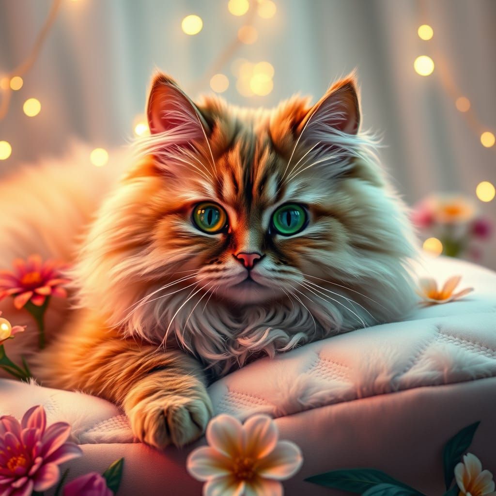 Regal Feline in Futuristic Paradise