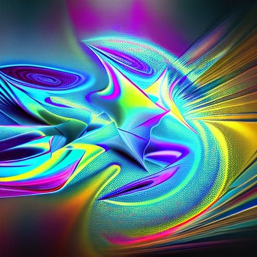 Psychedelic Pulsar in Swamp, Origami Papercraft Style