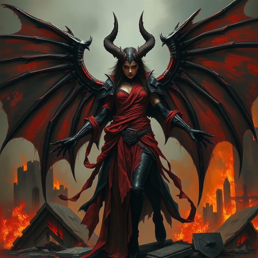 Dark Goddess of Ruin in Ominous, Gothic Style