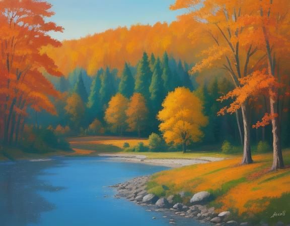 Sigulda Park in Autumn: Abstract Expressionist Landscape