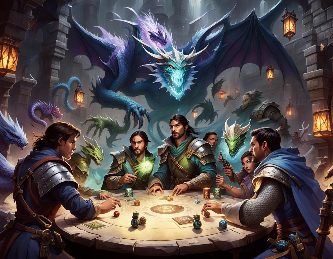 D&D Players Immersed in Magical Holographic Game