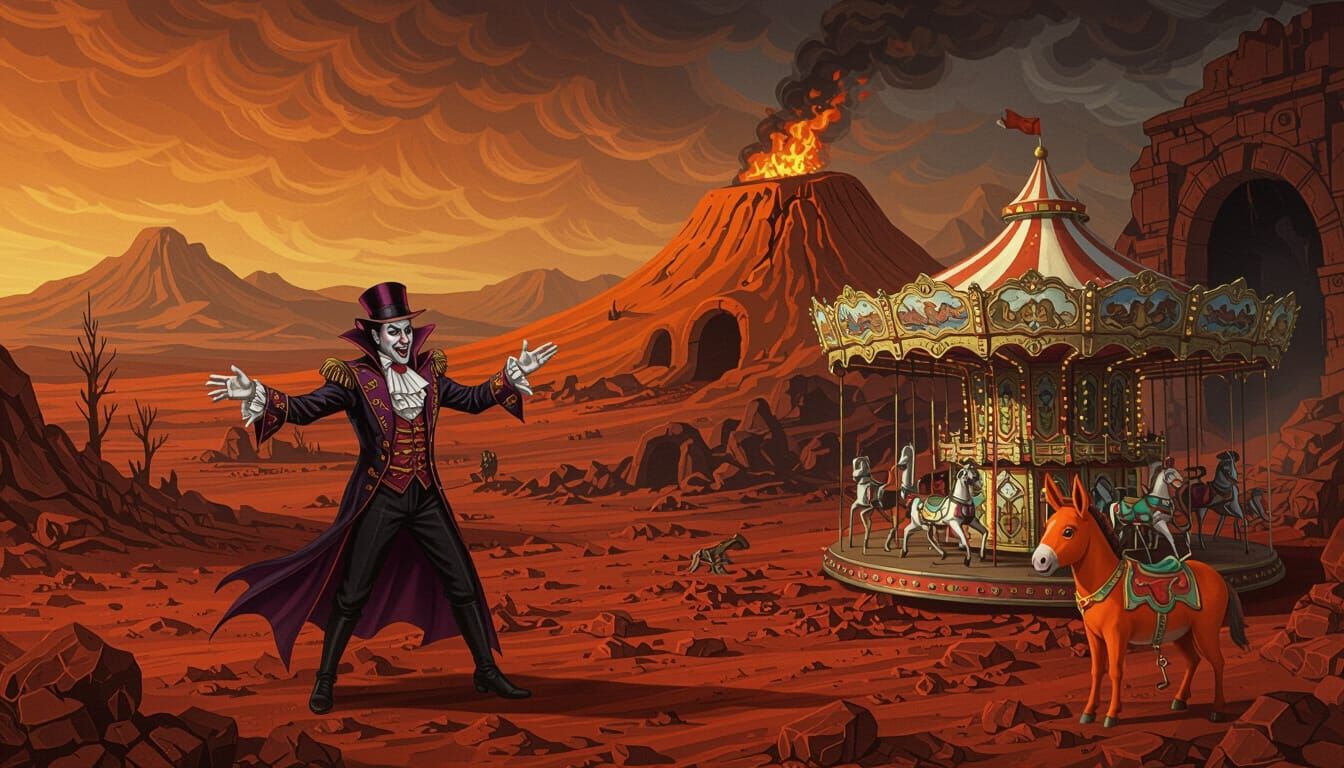 Satirical Post-Apocalyptic Mars Landscape Digital Painting