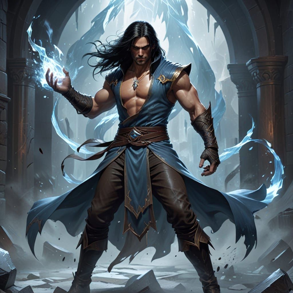 Icy Mage Unleashes Attack in Magic the Gathering Art