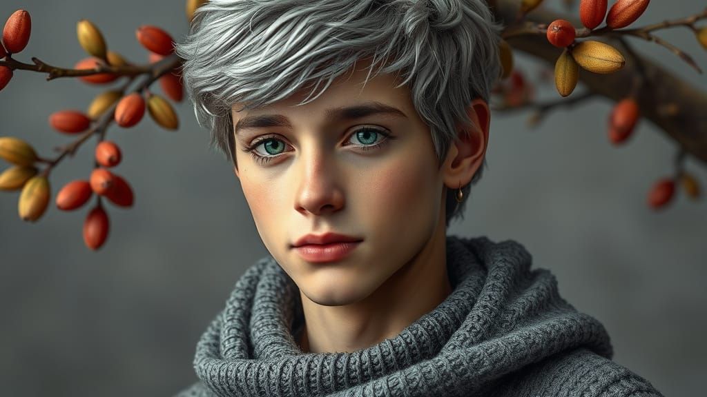 Gris Claire Realista Portrait with Emerald Eyes