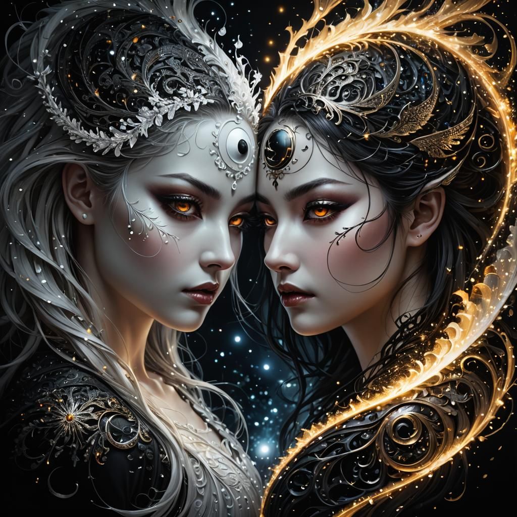 Duality: Good Versus Evil Split Portrait