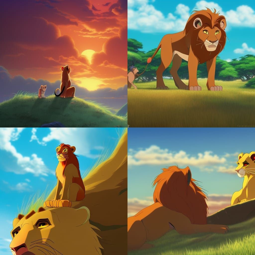 Lion King in Studio Ghibli Anime Style