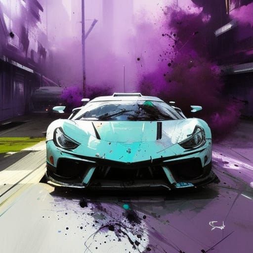 Dynamic Racing Cars in Textured Speedpaint Style