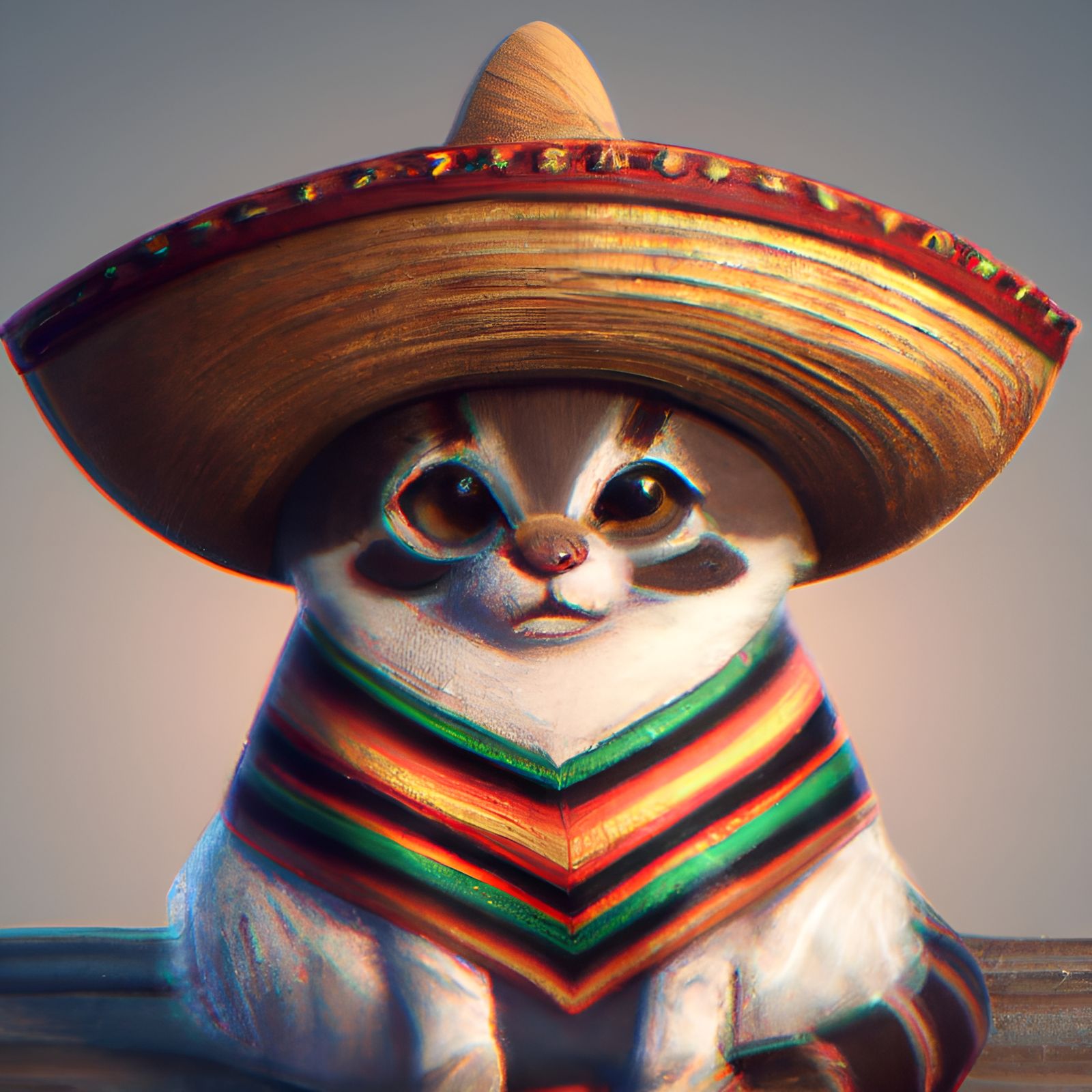 Cat in Sombrero and Poncho: Champion Artwork