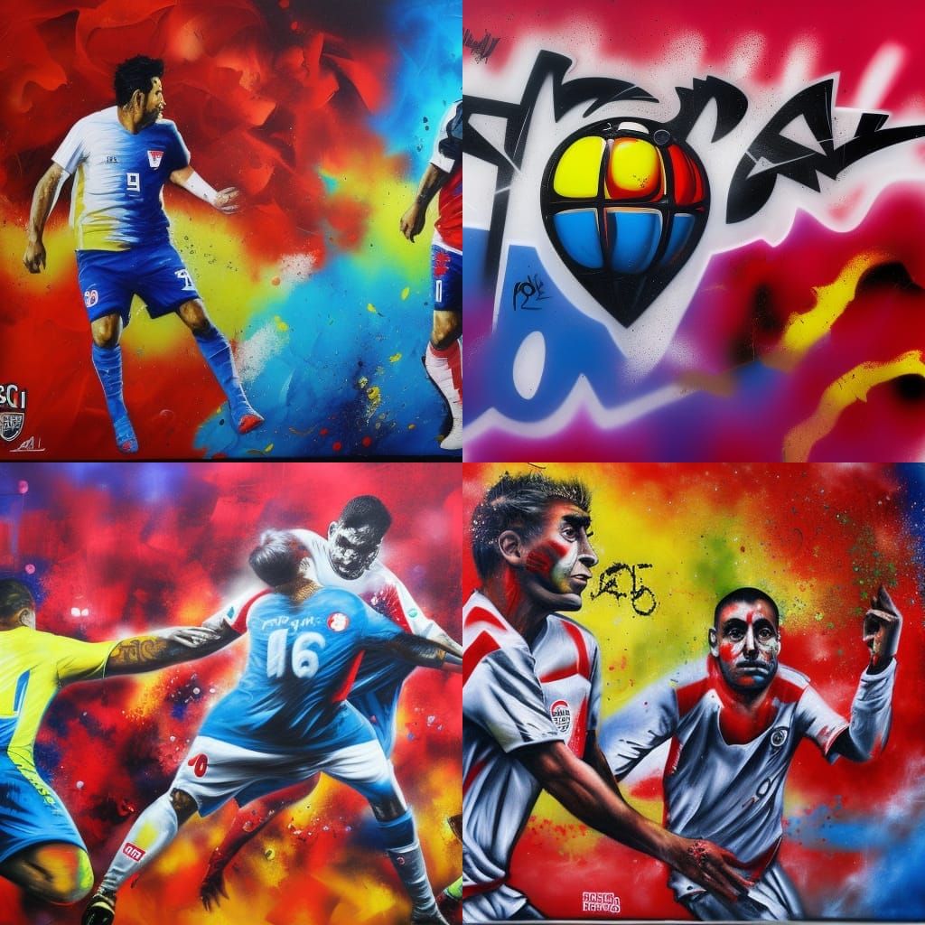 Futuristic Peru vs Chile Soccer Graffiti Art