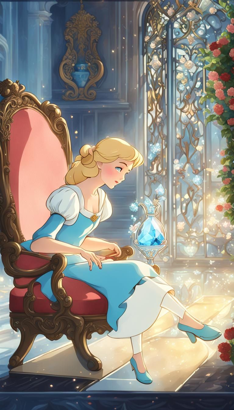 Cinderella and the Crystal Shoe: Anime-Inspired 3D Art