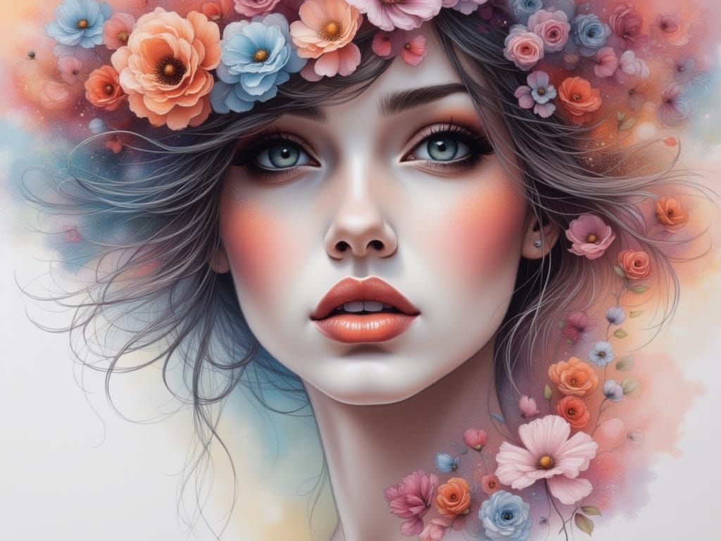 Enchanting Woman Portrait in Pastel Impressionist Style