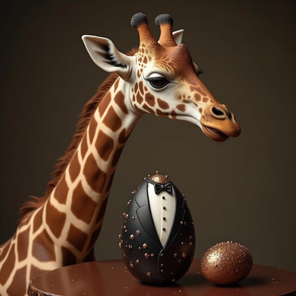 Giraffe in Elegant Chocolate-Hued Tuxedo