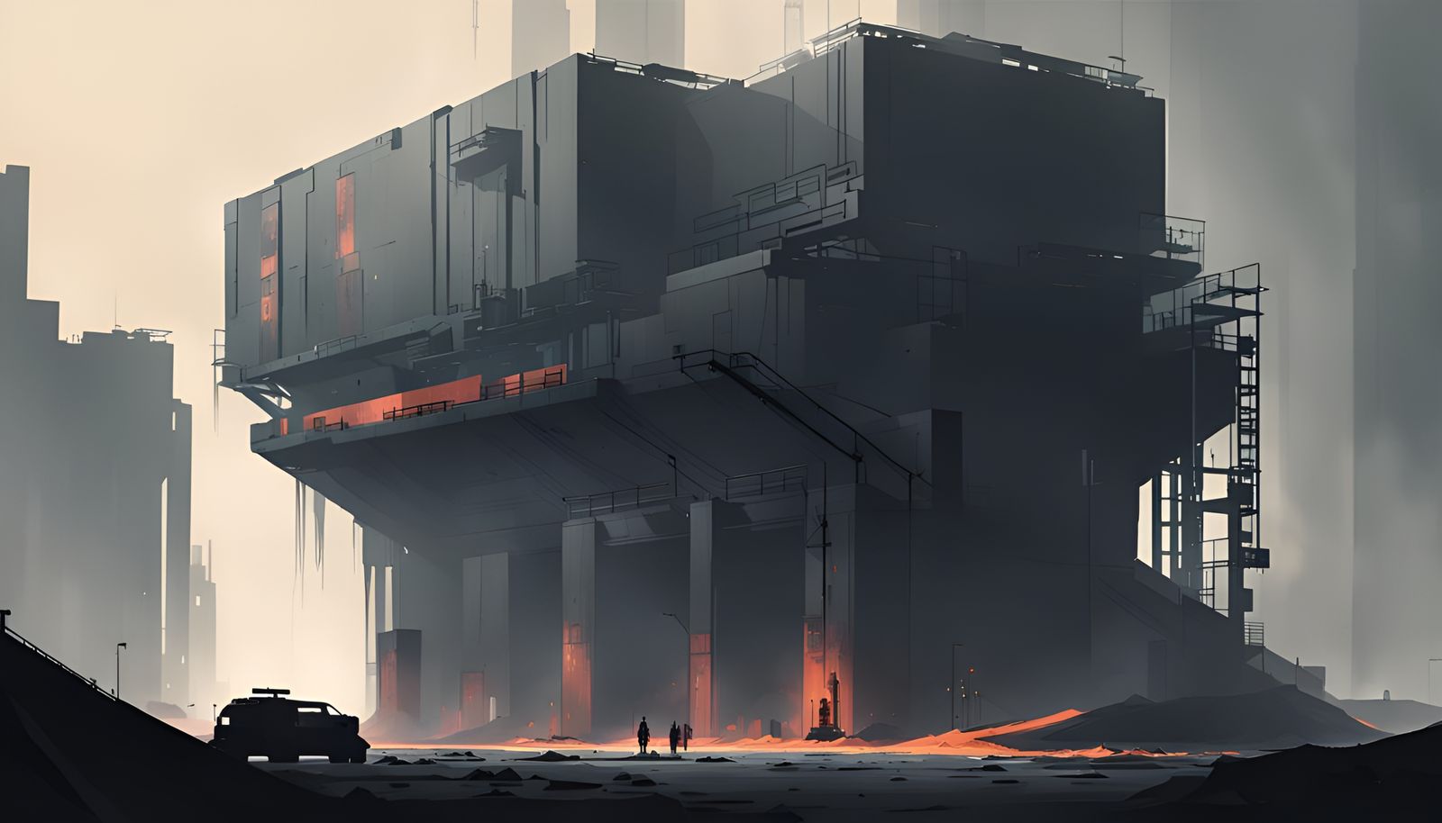 Dystopian Underground City Concept Art
