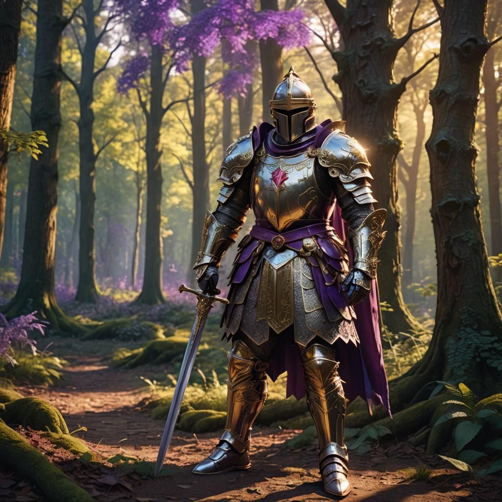 Knight of Hearts in Mystical Forest Concept Art