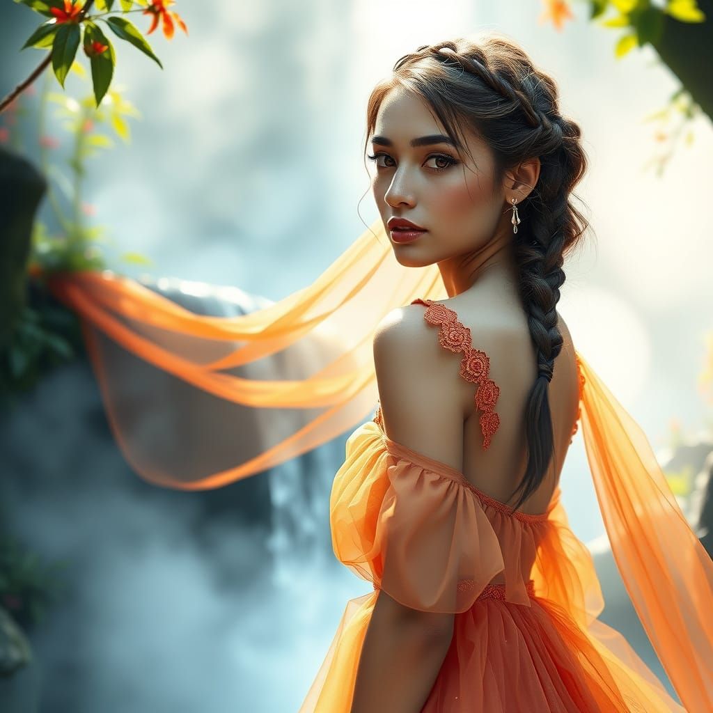 Hyperrealistic Watercolor Portrait of a Turkish Woman at a M...