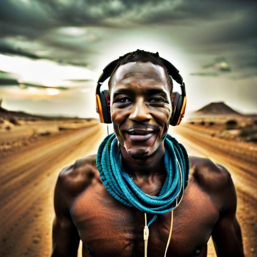 Golden Egyptian Snake God Listens to Music