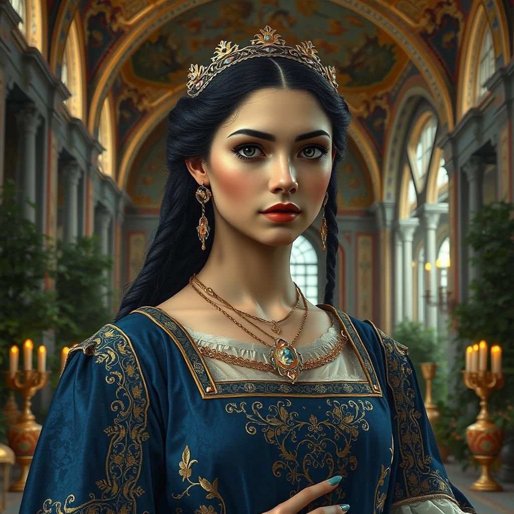 Renaissance Noblewoman Portrait in Opulent Attire