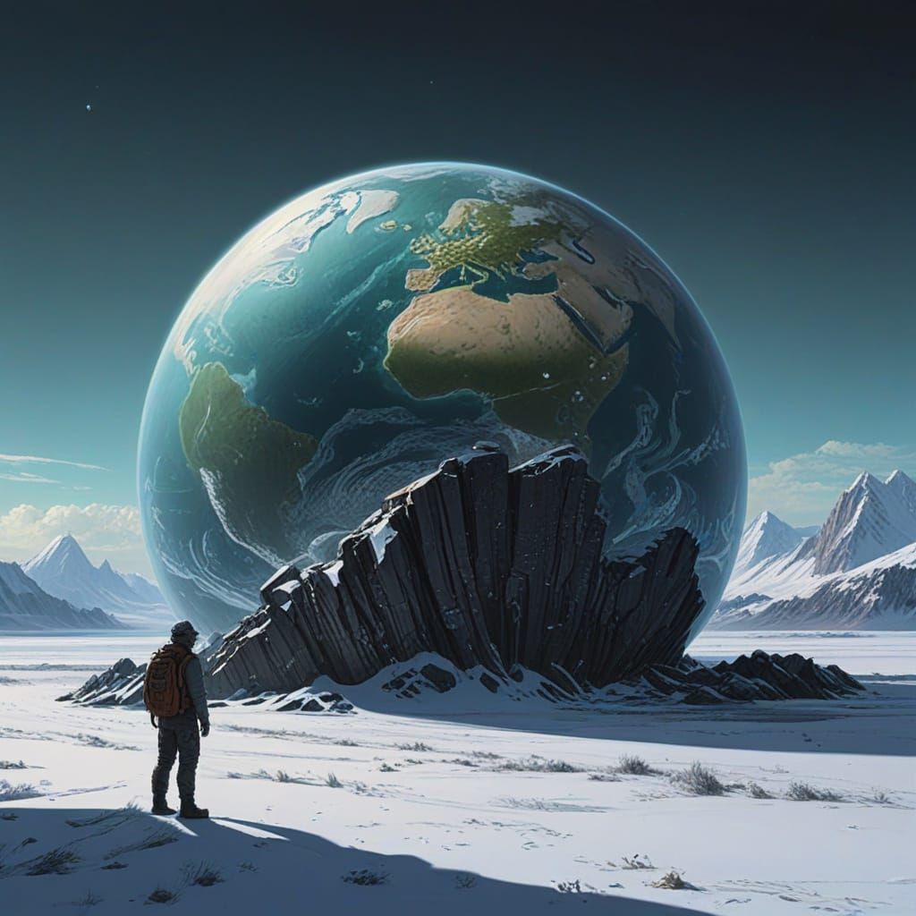 Miniature Planet Earth Held by Giant's Hand in Stunning Deta...