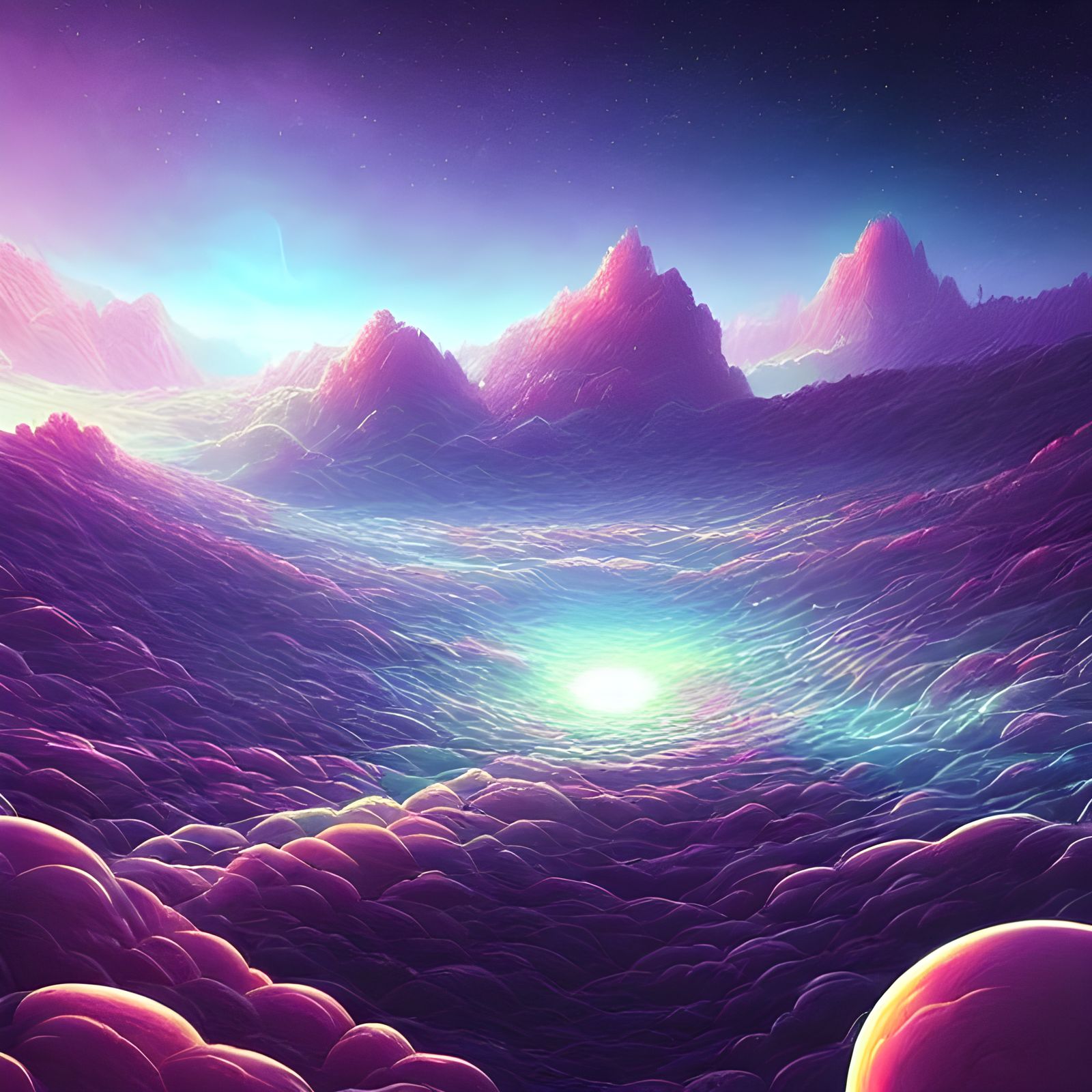 Stunning Cosmic Landscape Rendered in Octane