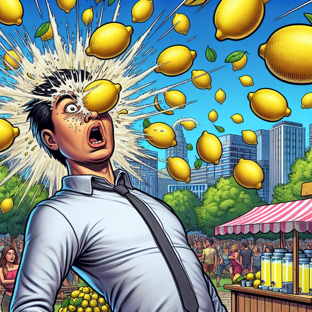Comic Style Lemonade Stand Mishap in the Park