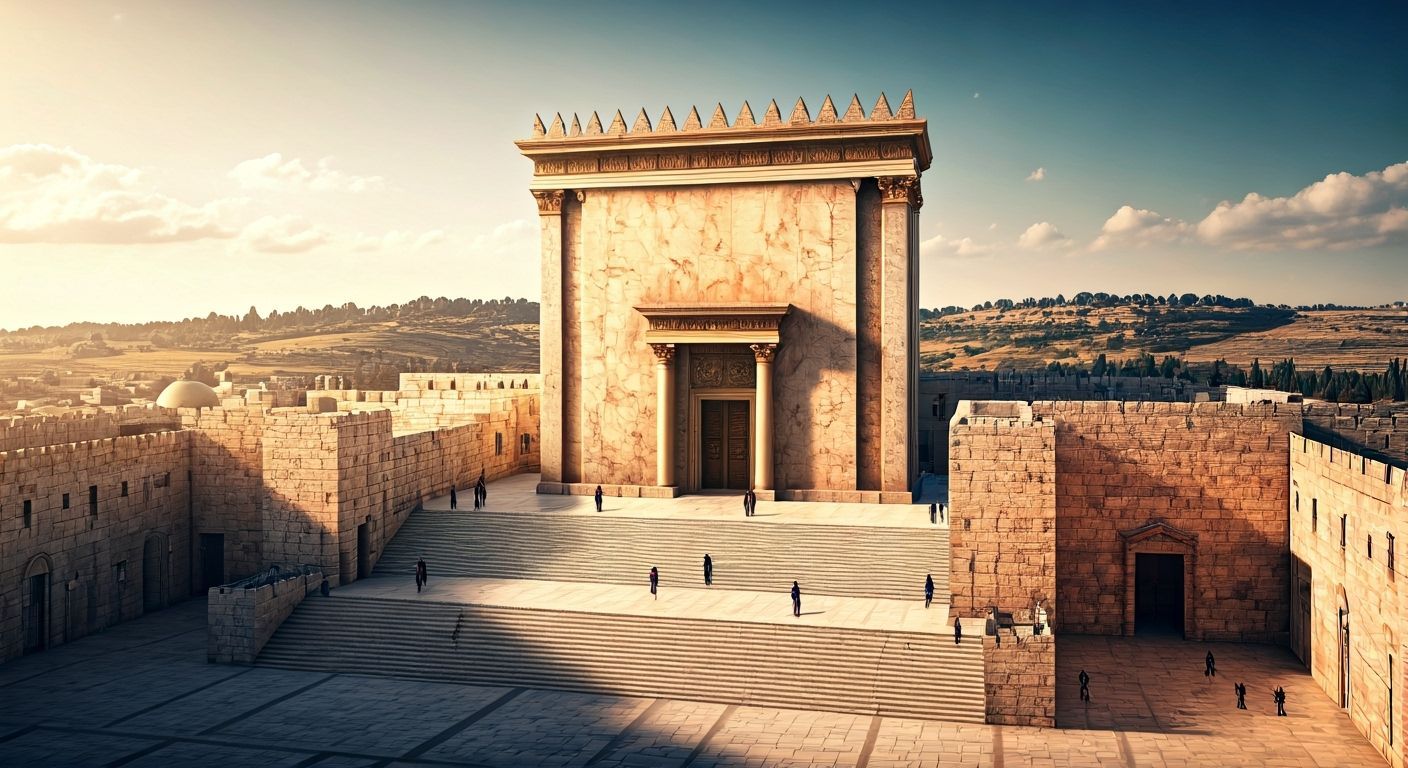 Third Jewish Temple atop Temple Mount Cinematic Film Still