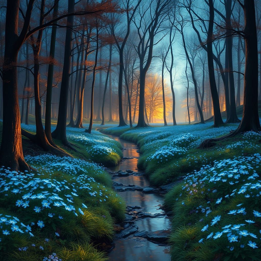 Whimsical Starlit Forest Glade in Hyper-Realistic Style