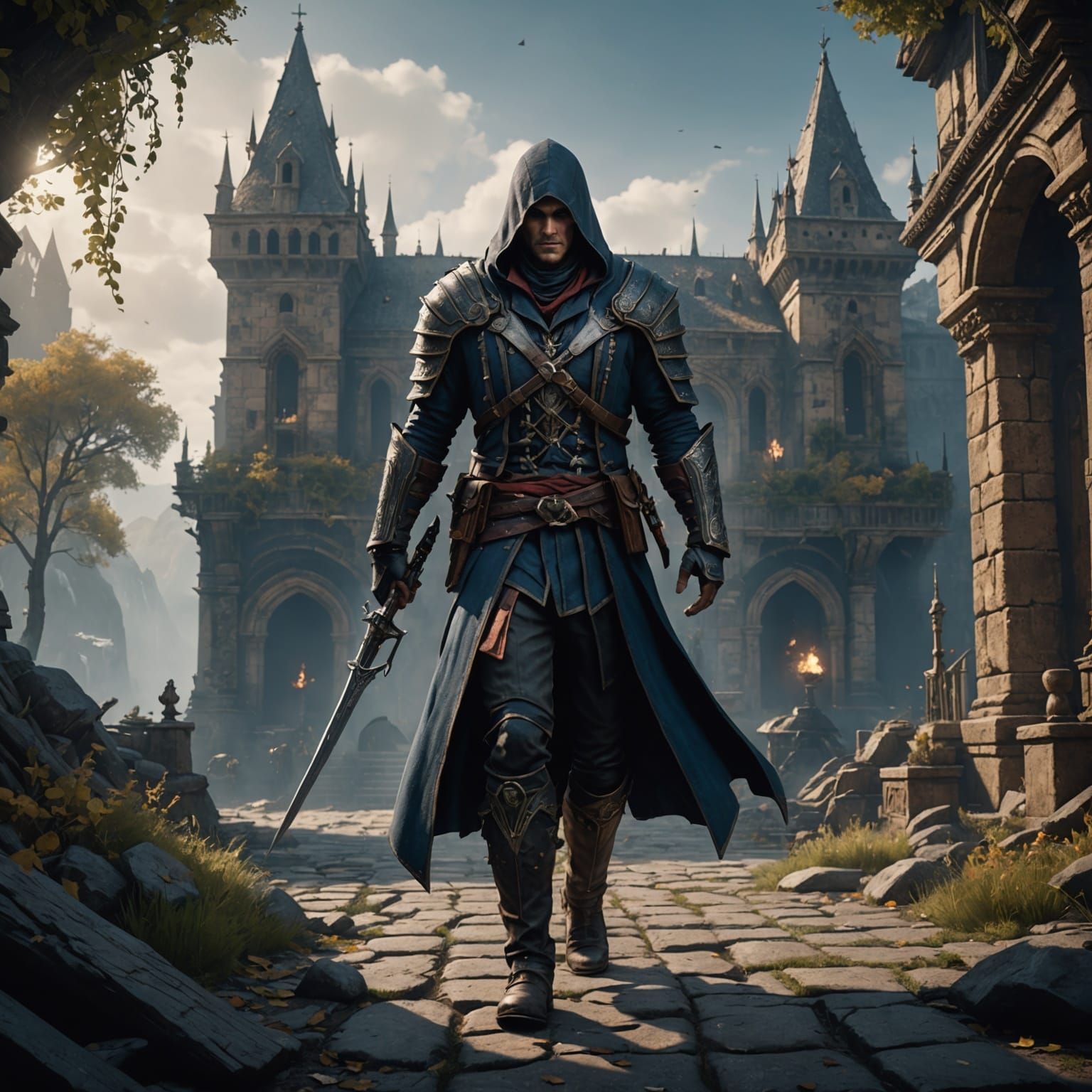 Detailed Matte Painting of an Assassin