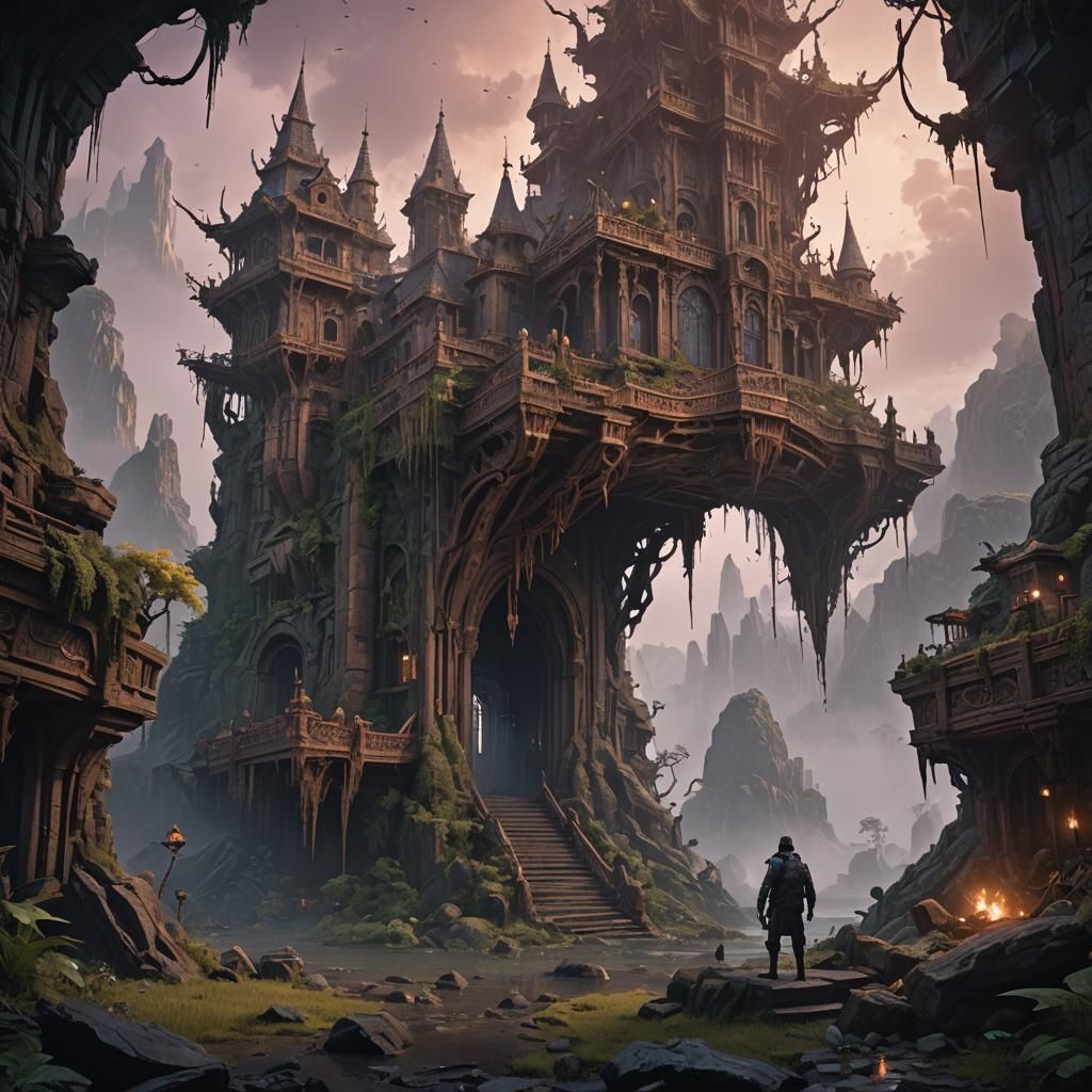 Eerie Encounter: Detailed Matte Painting in Deep Color